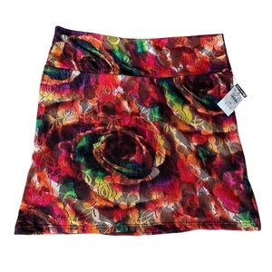 Body Central Colorful Floral Lace Mini Skirt - L